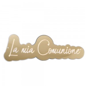 Party / Scritta led da appendere cm 98x27 "La mia Comunione" - specchio oro