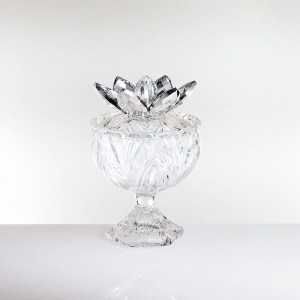 Potiche piccola vetro con petali cristallo platino