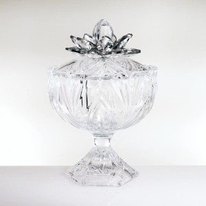 Potiche grande vetro con petali cristallo platino