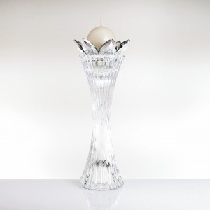 Candeliere grande vetro con petali cristallo platino