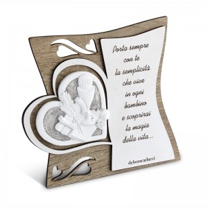 Icona in legno con poesia incisa Comunione