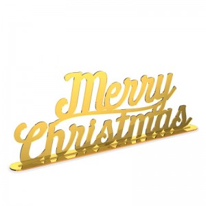 Scritta grande Merry Christmas con base in specchio oro - cm 60