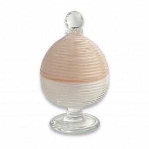 Karma / Scatola piccola pumo vetro beige  pomello cristallo con cera