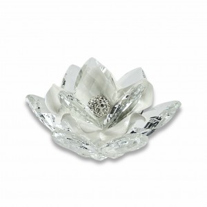 Camelia / Fiore medio cristallo e porcellana bianca