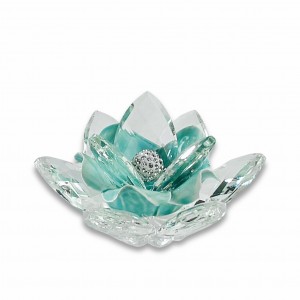 Camelia / Fiore medio cristallo e porcellana verde salvia