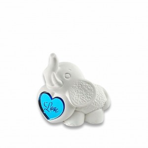 Mirage / Elefantino piccolo resina, cuore plex azzurro