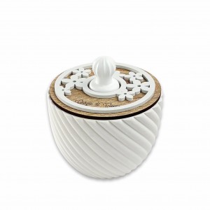 Daisy / Scatola alta resina e legno decoro margherite