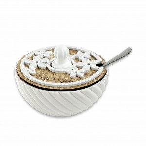 Daisy / Zuccheriera resina e legno decoro margherite