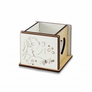 Witty / Cassetta legno bacio incisione personalizzata - sfuso