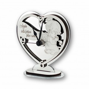 Toledo / Orologio cuore Angioletto legno tortora-bianco