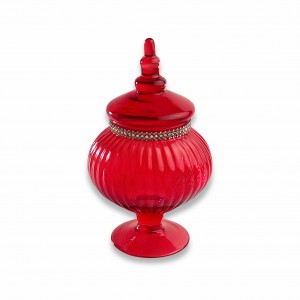 Praga / Scatola vetro lustro rosso con fascia strass