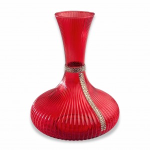 Praga / Decanter 1,5 lt vetro lustro rosso con fascia strass