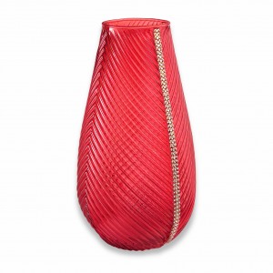 Praga / Vaso goccia piccolo vetro lustro rosso con fascia strass