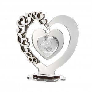 Icona piccola a forma di cuore in specchio argento per 25° anniversario