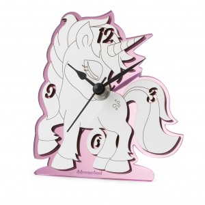 Orologio con unicorno in specchio rosa