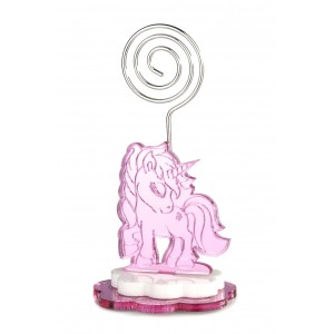 Portafoto clip con unicorno in specchio rosa