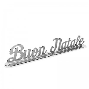 Scritta Buon Natale con base in specchio argento - cm 40