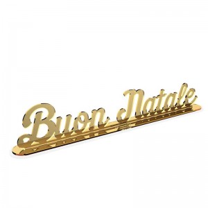 Scritta Buon Natale con base in specchio oro - cm 40