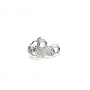 Uva crystal piccola con petali in strass argento