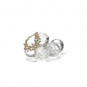 Uva crystal grande con petali in strass argento