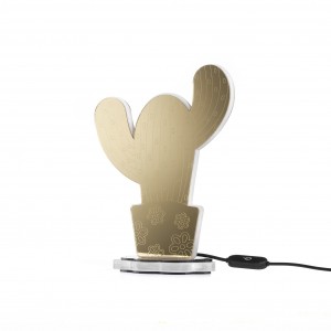 Lampada led a forma di cactus in plex specchio oro