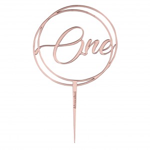 caketopper stick Ø15cm 'ONE' SPECCH.ROSEGOLD