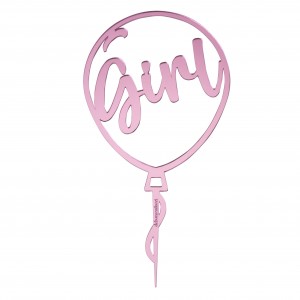 caketopper stick Ø15cm PALLONC.GIRL-SPECCH.ROSA