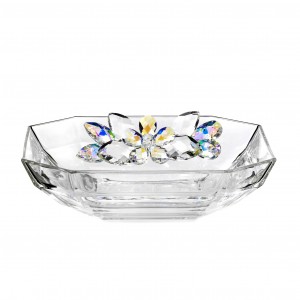 Centerpiece in glass,  aurora borealis crystal