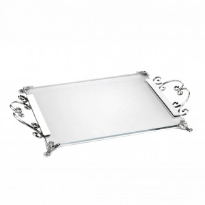 Tray in glass and silver metal
