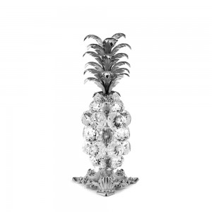 Small pineapple in crystal, silver brass