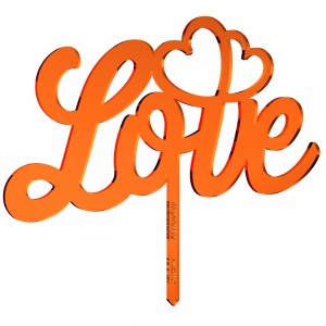 Cake Topper LOVE-CUORI in plex specchio rame, cm 25