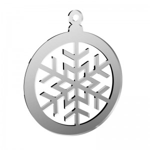 Pendente Natale - Sfera con fiocco di neve in specchio argento cm Ø 10