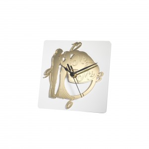 OROLOGIO DA TAVOLO “MR & MRS” IN PLEX ORO, cm 13x13 