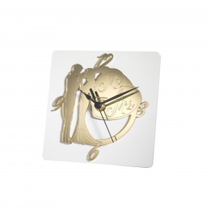 OROLOGIO DA TAVOLO “MR & MRS” IN PLEX ORO, cm 16x16