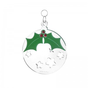 Pendente Natale - sfera stelle con vischio in plex e strass Ø 10 cm