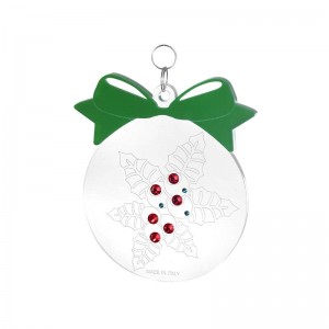 Pendente Natale - sfera vischio con fiocco in plex e strass Ø 10 cm