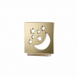 Lampada led piccola con luna e stelle in specchio oro