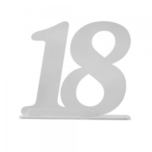 Party / Numero 18 cm 105-h.98 in forex bianco da 10 mm - con base cm110x30