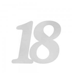 Party / Numero 18 cm 105-h.98 in forex bianco da 10 mm - senza base 