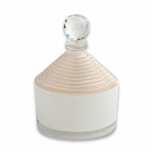 Karma / Scatola grande trullo vetro beige  pomello cristallo