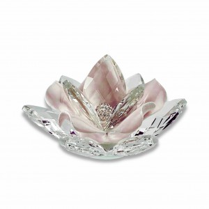 Camelia / Fiore grande cristallo e porcellana rosa