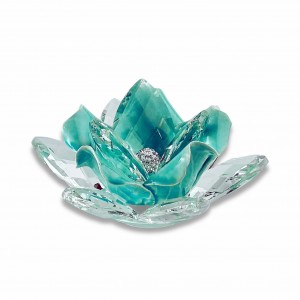 Camelia / Fiore grande cristallo e porcellana verde salvia