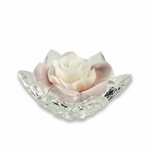 Camelia / P.candela medio cristallo e porcellana rosa-cera bianca