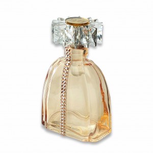 Savoia / Bottiglia vetro lustro ambra con tappo cristallo