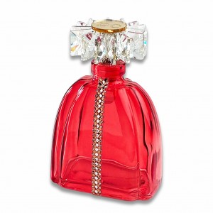 Savoia / Bottiglia vetro lustro rosso con tappo cristallo