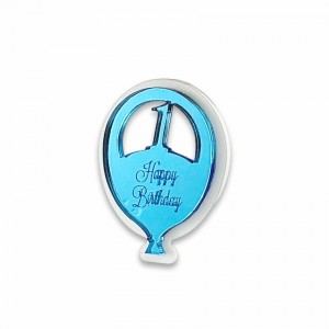 Magic / Calamita palloncino 1° compleanno plex blu-bianco