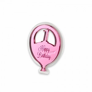 Magic / Calamita palloncino 1° compleanno plex rosa-bianco