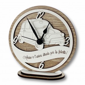 Toledo / Orologio tondo Auto 500 legno tortora-bianco
