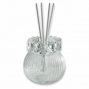 Diva / Profumatore sfera vetro rigato con quadrati cristallo