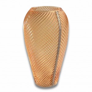 Praga / Vaso coppa piccolo vetro lustro ambra con fascia strass